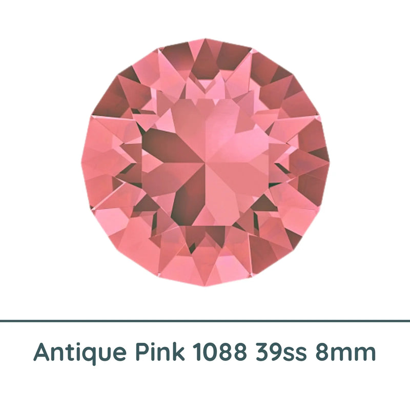 Crystal 1088 Chatons, 39ss, 8mm, Antique Pink by Brilliance (Austria), 2 Pcs. - The Argus Collection