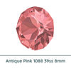 Crystal 1088 Chatons, 39ss, 8mm, Antique Pink by Brilliance (Austria), 2 Pcs. - The Argus Collection