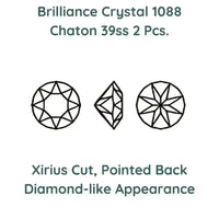 Crystal 1088 Chatons, 39ss, 8mm, Light Grey Opal by Brilliance (Austria), 2 Pcs. - The Argus Collection