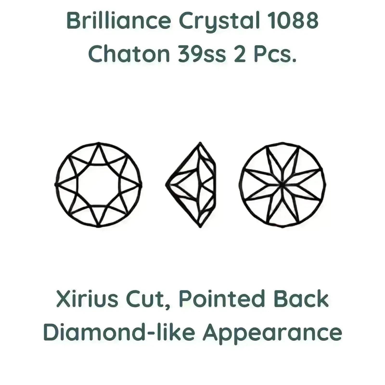 Crystal 1088 Chatons, 39ss, 8mm, Light Grey Opal by Brilliance (Austria), 2 Pcs. - The Argus Collection