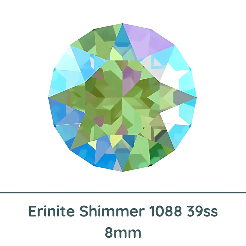 Crystal 1088 Chatons, 39ss, 8mm, Erinite Shimmer by Brilliance (Austria), 2 Pcs. - The Argus Collection