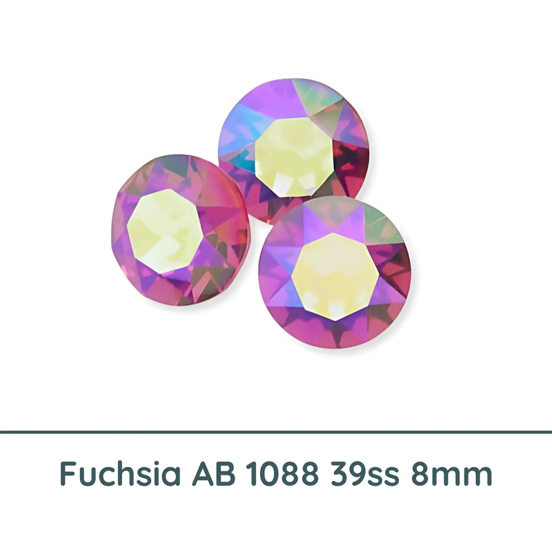 Crystal 1088 Chatons, 39ss, 8mm, Fuchsia AB by Brilliance (Austria), 2 Pcs. - The Argus Collection