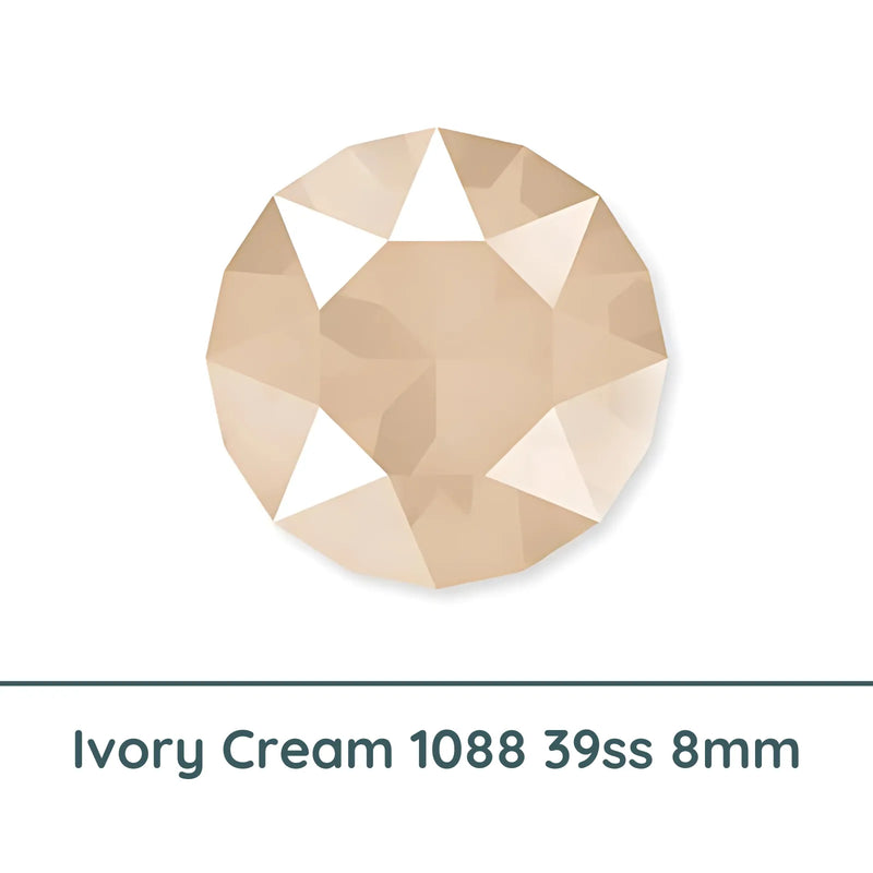 Crystal 1088 Chatons, 39ss, 8mm, Ivory Cream by Brilliance (Austria), 2 Pcs. - The Argus Collection
