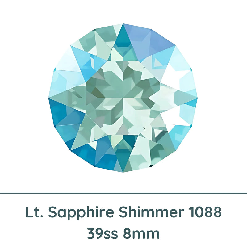 Crystal 1088 Chatons, 39ss, 8mm, Light Sapphire Shimmer by Brilliance (Austria), 2 Pcs. - The Argus Collection