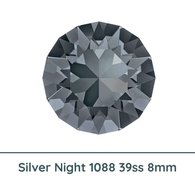 Crystal 1088 Chatons, 39ss, 8mm, Silver Night by Brilliance (Austria), 2 Pcs. - The Argus Collection