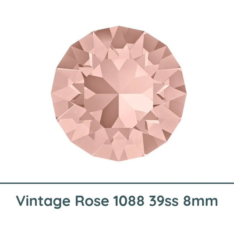 Crystal 1088 Chatons, 39ss, 8mm, Vintage Rose by Brilliance (Austria), 2 Pcs. - The Argus Collection