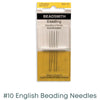 Pack of 4 Beadsmith size 10 English beading needles in clear and yellow packaging