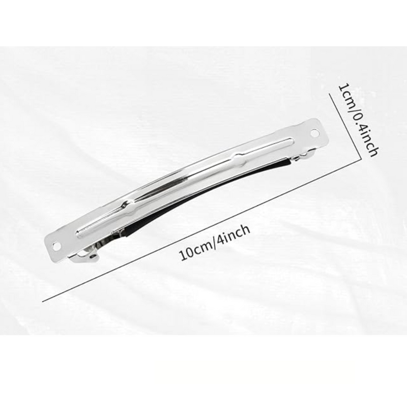 Barrette Blanks, 8 or 10cm, 5 Sets, Silver
