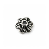 Fern Bead Caps, 11mm, Antique Silver Color, 6 pcs