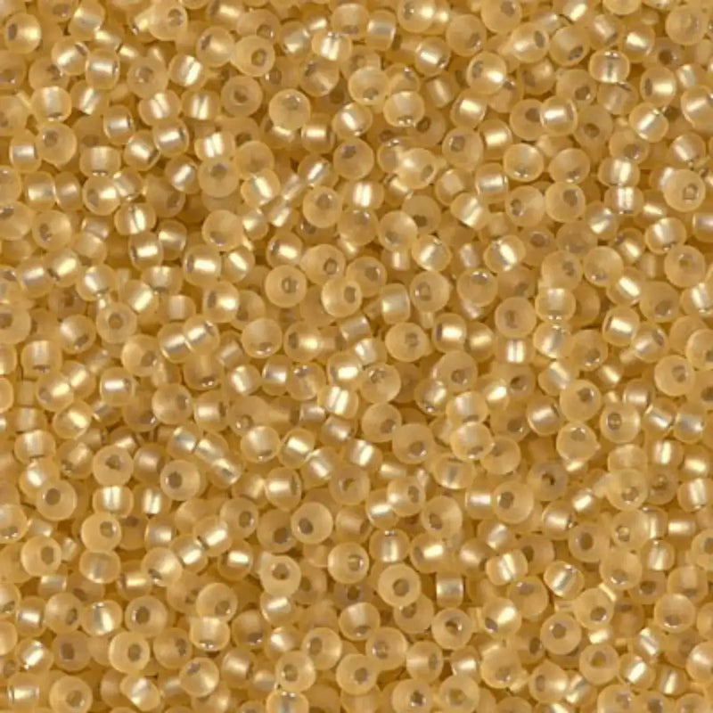 Miyuki 11/0 Seed Beads, 11-003F, Matte Silver Lined Gold, 10g - The Argus Collection