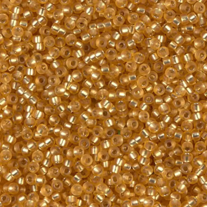 Miyuki 11/0 Seed Beads, 11-004F, Matte Silver Lined Dark Gold, 10g - The Argus Collection