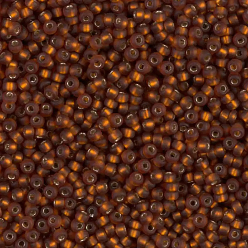 Miyuki 11/0 Seed Beads, 11-005F, Matte Silver Lined Dark Topaz, 10g - The Argus Collection