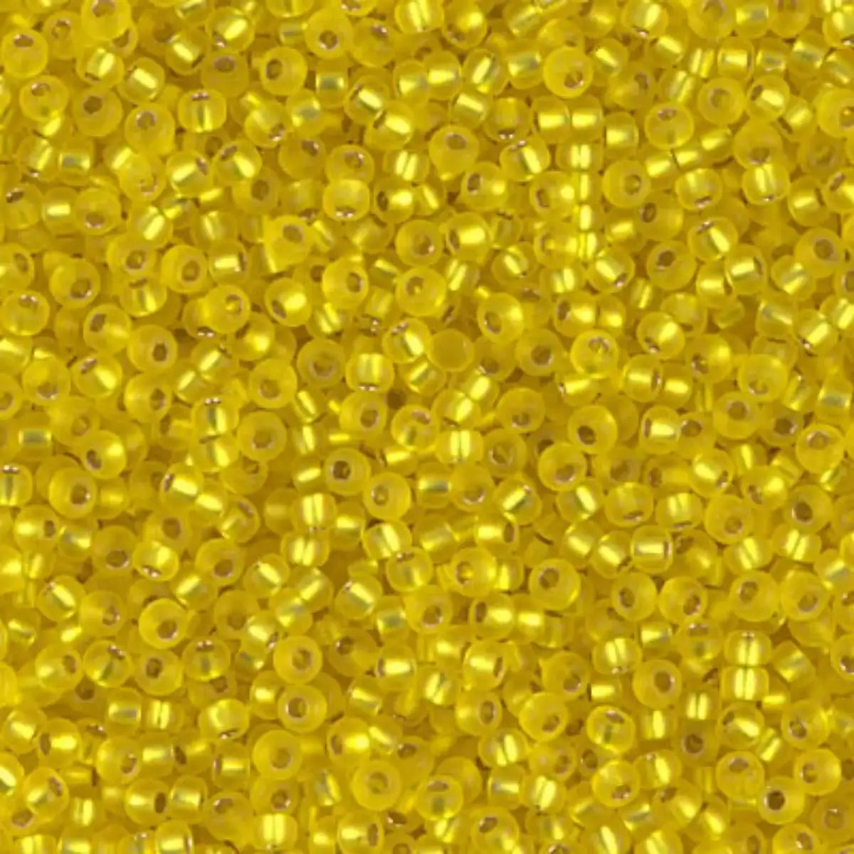 Miyuki 11/0 Seed Beads, 11-006F, Matte Silver Lined Yellow, 10g - The Argus Collection