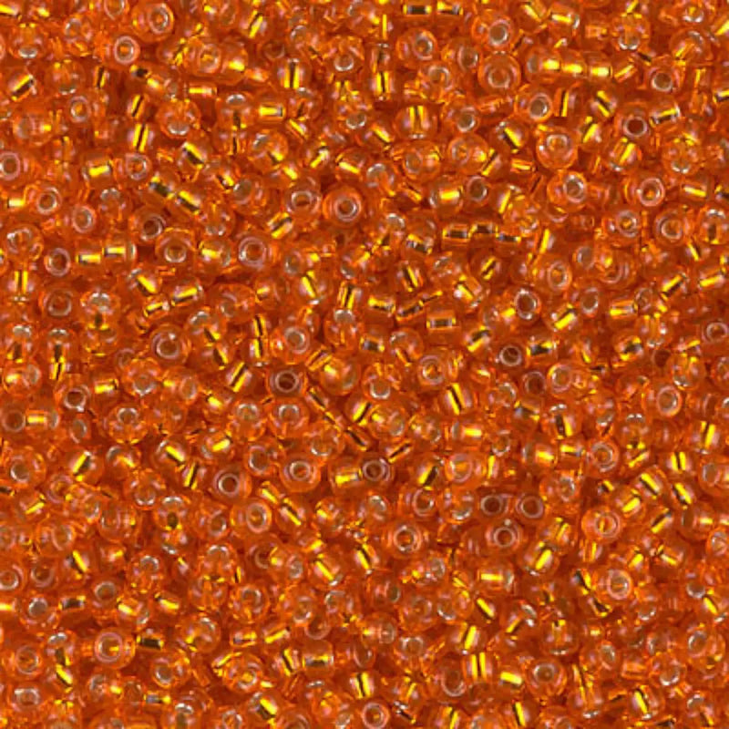 Miyuki 11/0 Seed Beads, 11-008, Silver Lined Orange, 10g - The Argus Collection