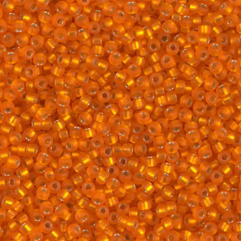 Miyuki 11/0 Seed Beads, 11-008F, Matte Silver Lined Orange, 10g - The Argus Collection