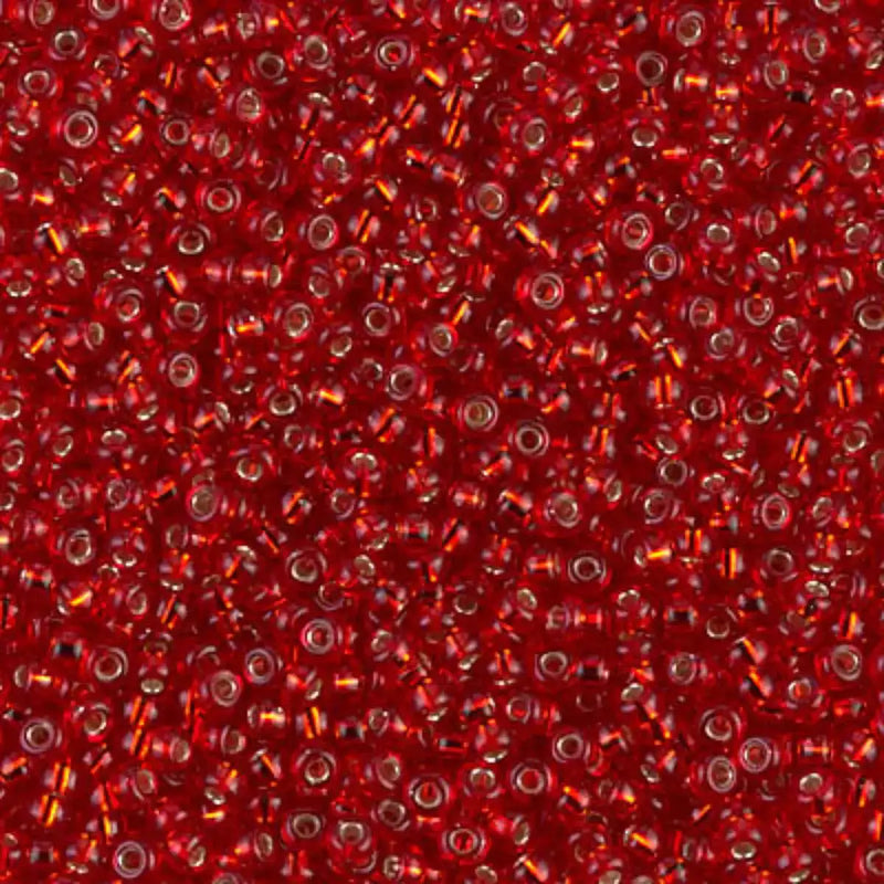 Miyuki 11/0 Seed Beads, 11-011, Silver Lined Ruby, 10g - The Argus Collection