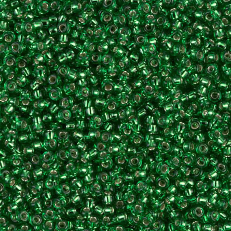 Miyuki 11/0 Seed Beads, 11-016, Silver Lined Green, 10g - The Argus Collection