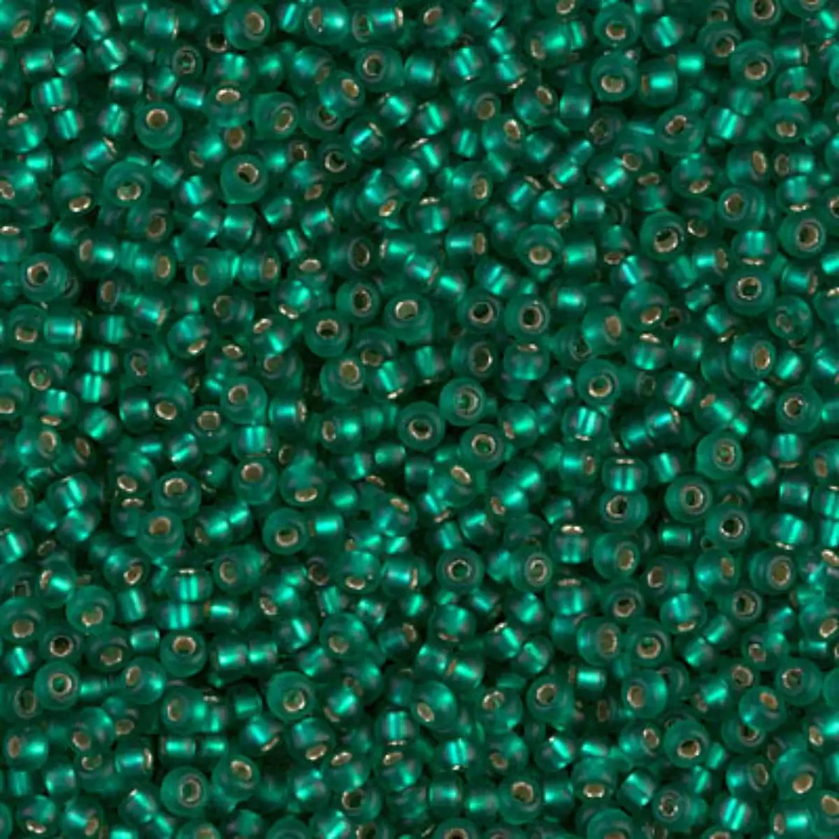 Miyuki 11/0 Seed Beads, 11-017F, Matte Silver Lined Emerald, 10g - The Argus Collection