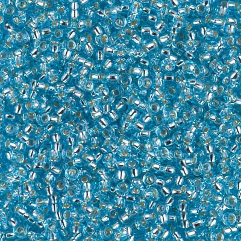 Miyuki 11/0 Seed Beads, 11-018, Silver Lined Aqua, 10g - The Argus Collection