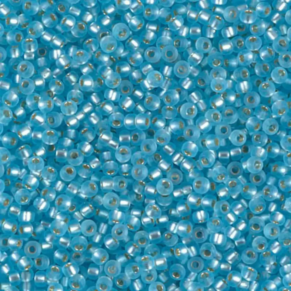 Miyuki 11/0 Seed Beads, 11-018F, Matte Silver Lined Aqua, 10g - The Argus Collection