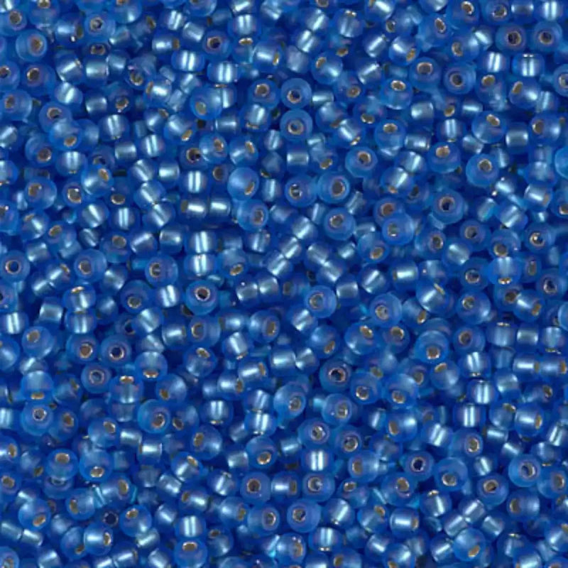 Miyuki 11/0 Seed Beads, 11-019F, Matte Silver Lined Sapphire, 10g - The Argus Collection
