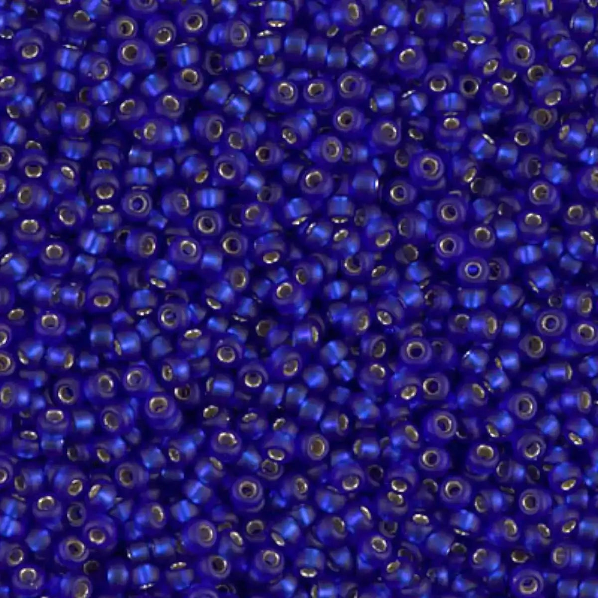 Miyuki 11/0 Seed Beads, 11-020F, Matte Silver Lined Cobalt, 10g - The Argus Collection