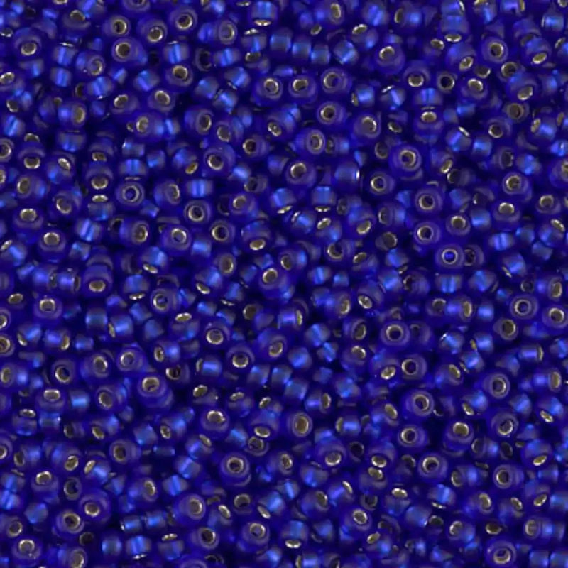 Miyuki 11/0 Seed Beads, 11-020F, Matte Silver Lined Cobalt, 10g - The Argus Collection