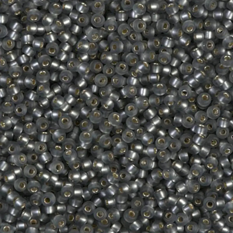 Miyuki 11/0 Seed Beads, 11-021F, Matte Silver Lined Grey, 10g - The Argus Collection