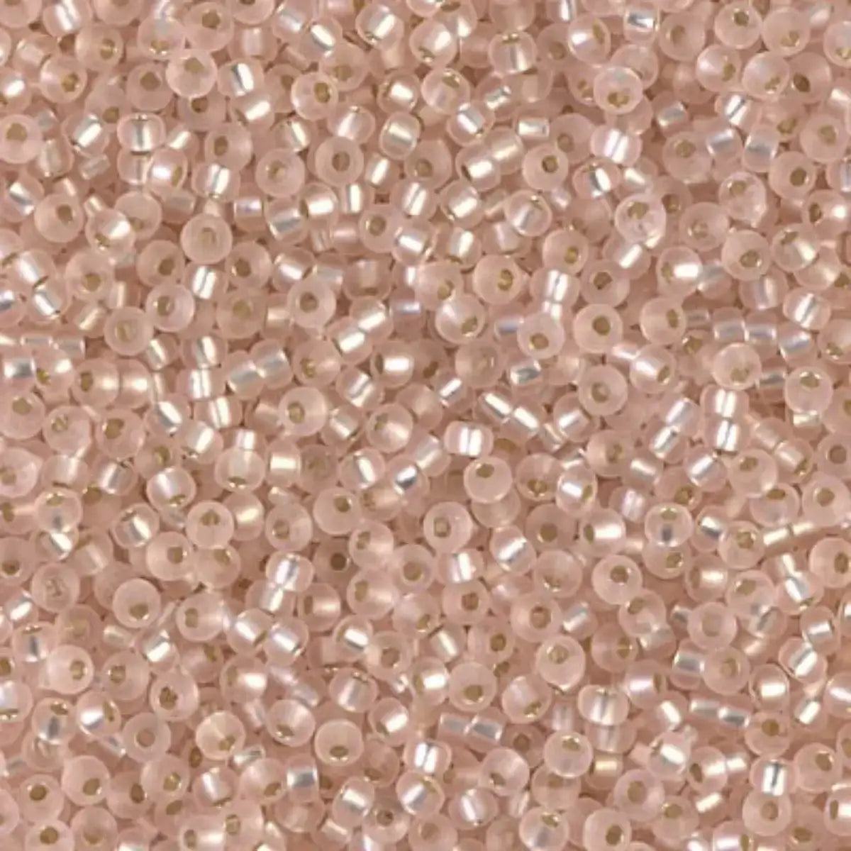 Miyuki 11/0 Seed Beads, 11-023F, Matte Silver Lined Light Blush, 10g - The Argus Collection