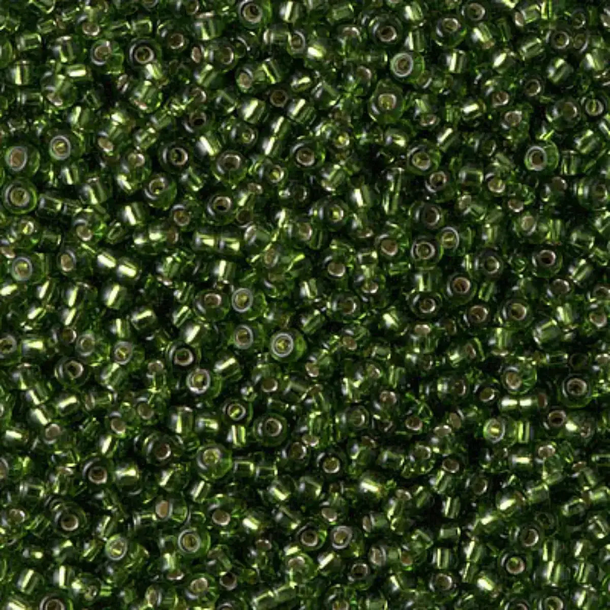 Close-up of green glass beads