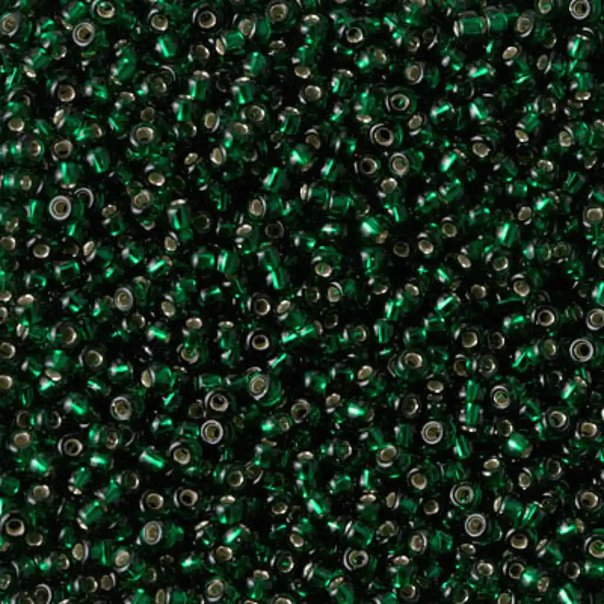 Close-up of green metallic beads