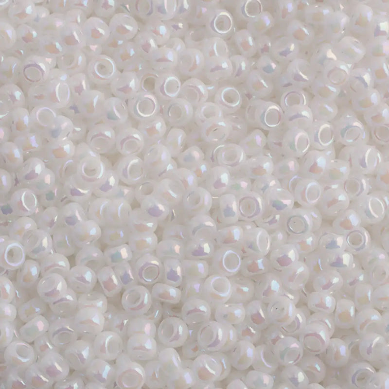 Miyuki 11/0 Seed Beads, 11-0471, White Pearl AB, 10g - The Argus Collection