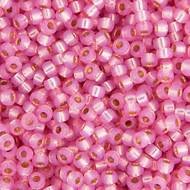 Miyuki 11/0 Seed Beads, 11-0555, Pale Pink Silver Lined Alabaster, 10g - The Argus Collection