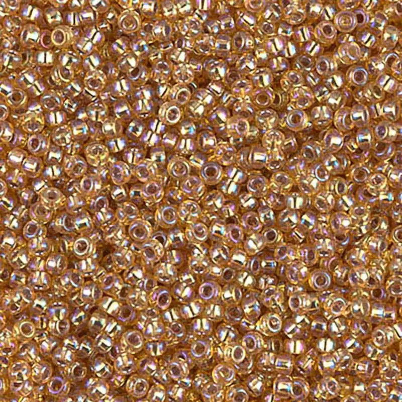 Miyuki 11/0 Seed Beads, 11-1004, Silver Lined Dark Gold AB, 10g - The Argus Collection