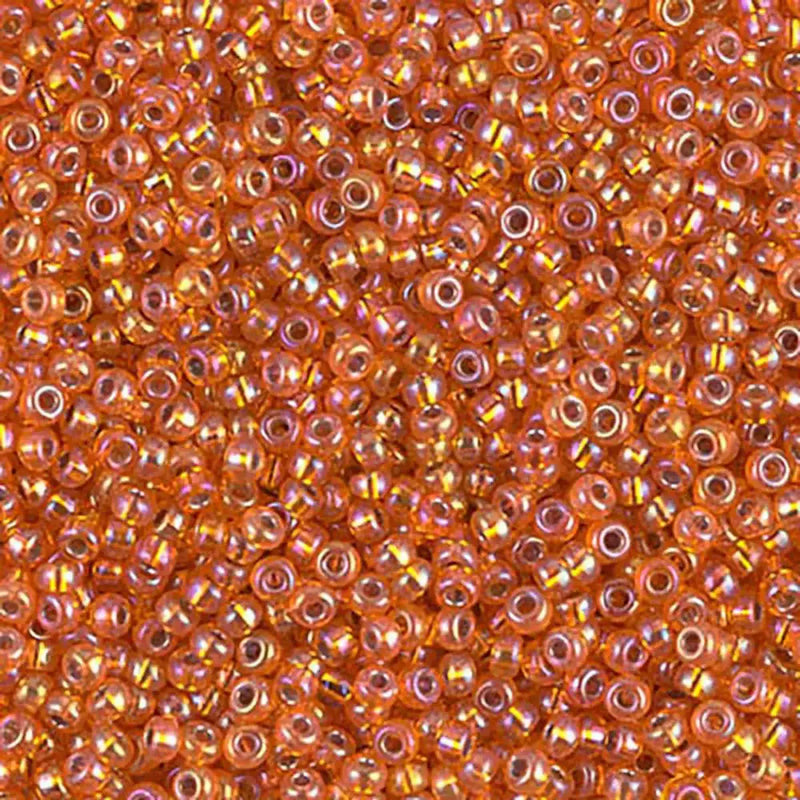 Miyuki 11/0 Seed Beads, 11-1008, Silver Lined Orange AB, 10g - The Argus Collection