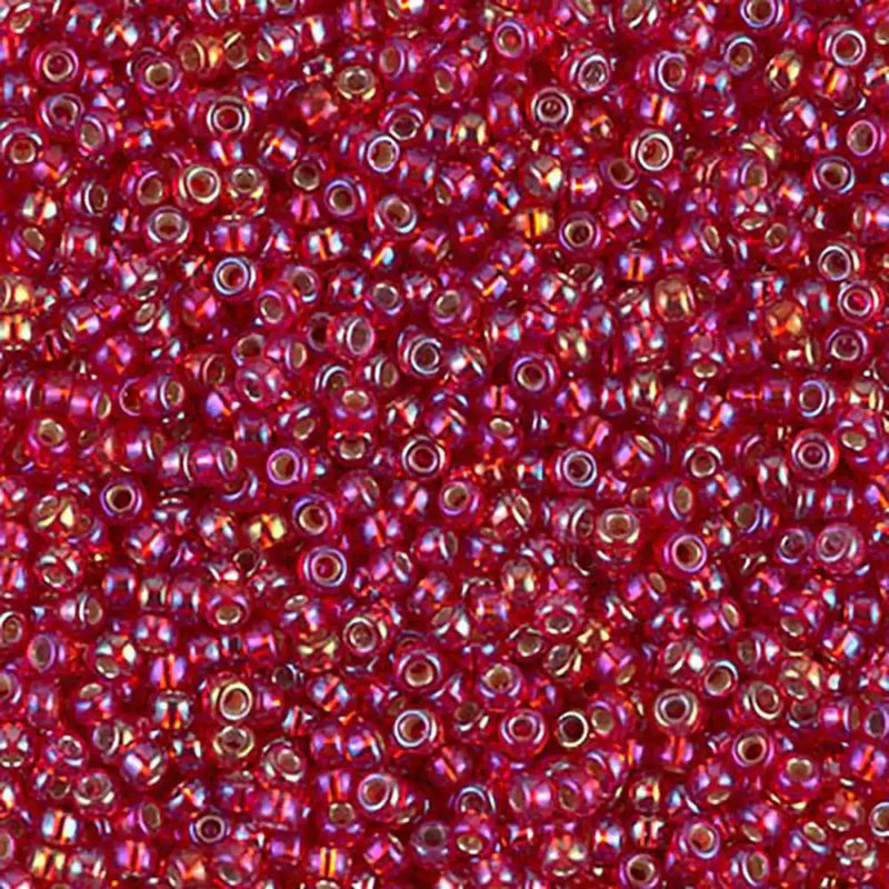 Miyuki 11/0 Seed Beads, 11-1010, Silver Lined Flame Red AB, 10g - The Argus Collection