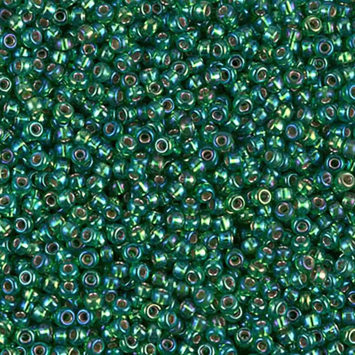 Miyuki 11/0 Seed Beads, 11-1016, Silver Lined Green AB, 10g - The Argus Collection