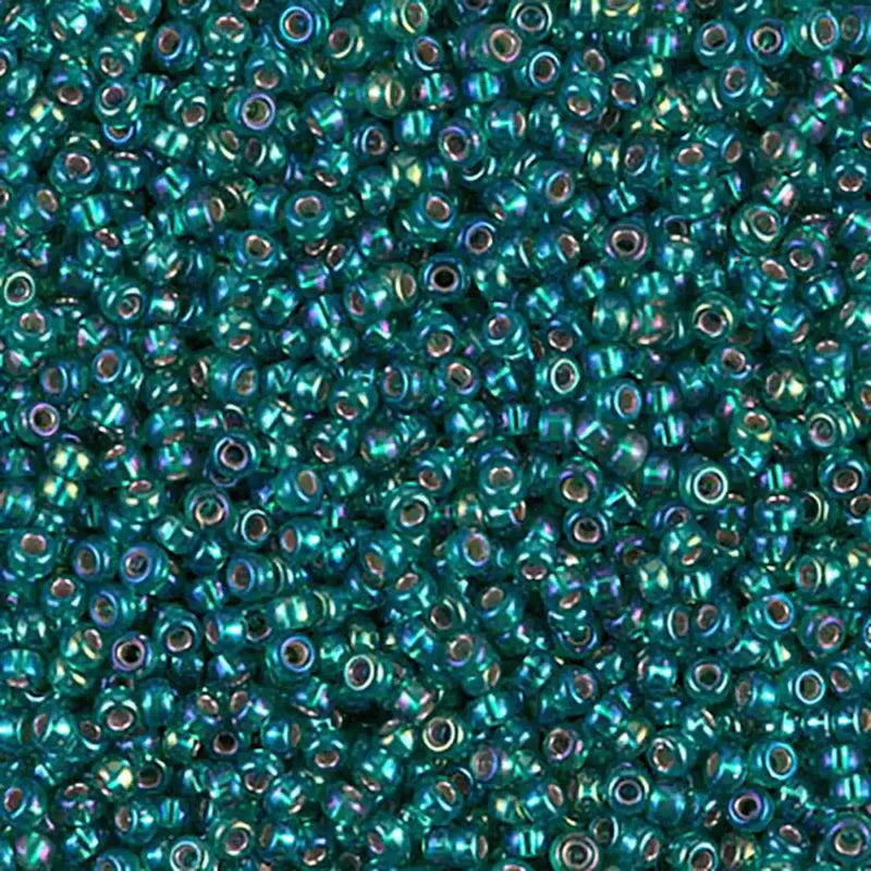 Miyuki 11/0 Seed Beads, 11-1017, Silver Lined Emerald AB, 10g - The Argus Collection