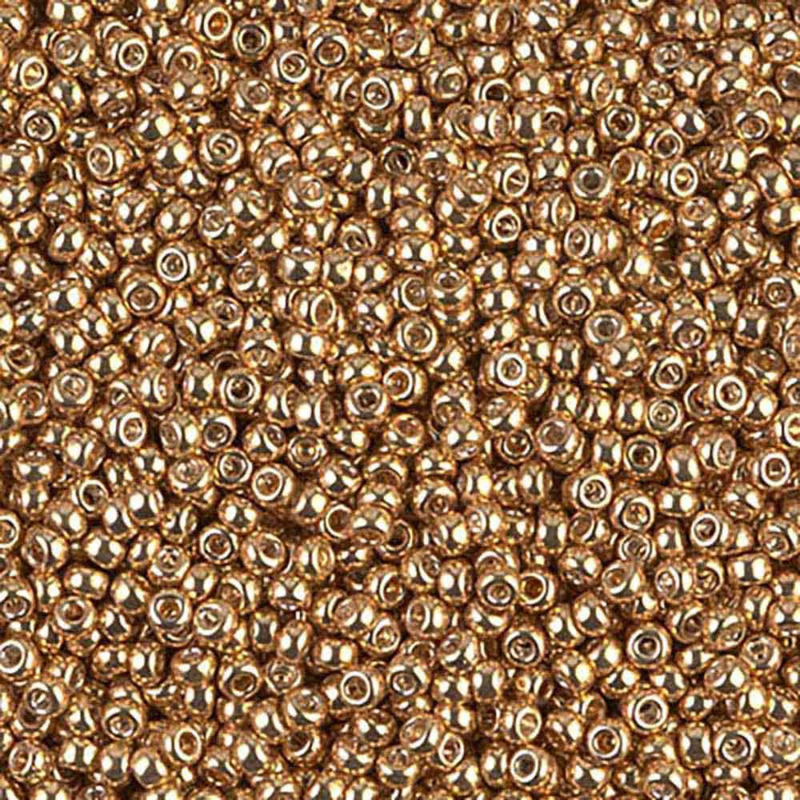 Miyuki 11/0 Seed Beads, 11-1053, Yellow Gold Galvanized, 10g - The Argus Collection