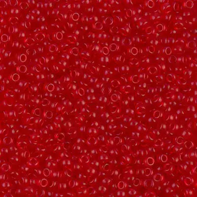 Miyuki 11/0 Seed Beads, 11-0140SF, Semi-Matte Transparent Red-Orange, 10g - The Argus Collection