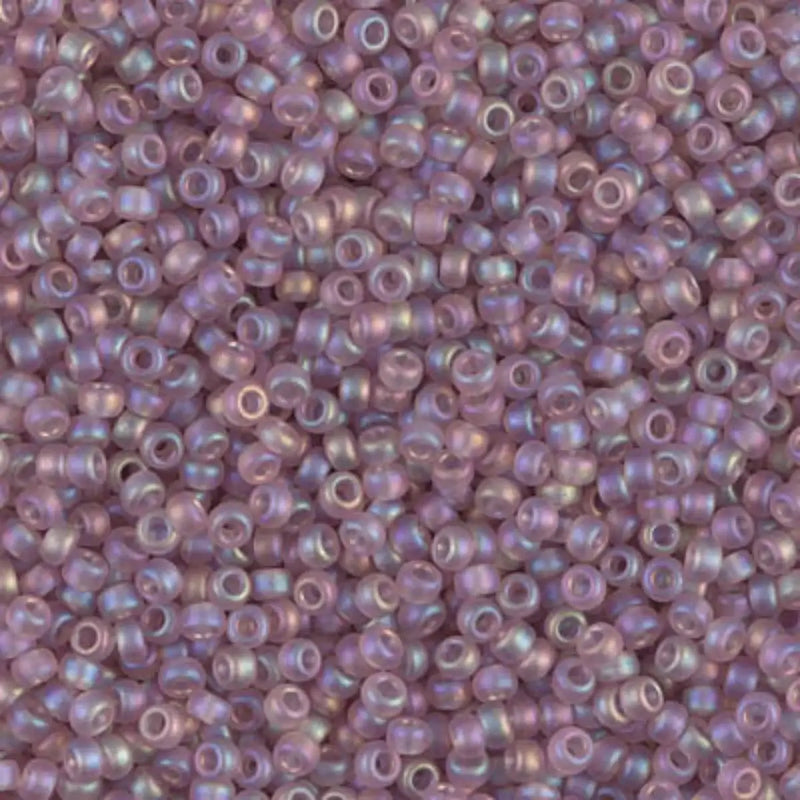 Miyuki 11/0 Seed Beads, 11-0142FR, Matte Transparent Smoky Amethyst AB, 10g - The Argus Collection