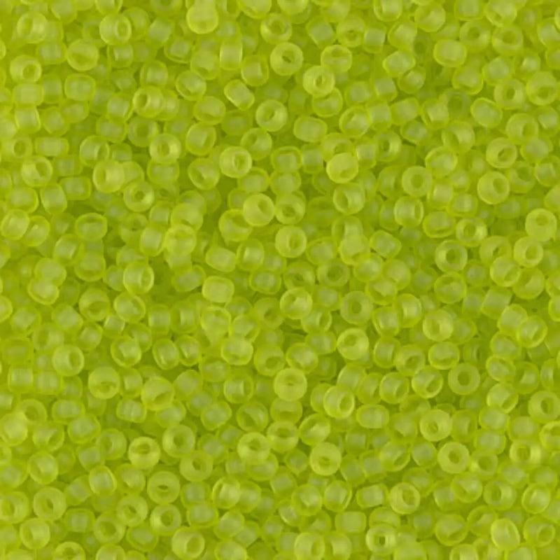 Miyuki 11/0 Seed Beads, 11-0143F, Matte Transparent Chartreuse, 10g - The Argus Collection