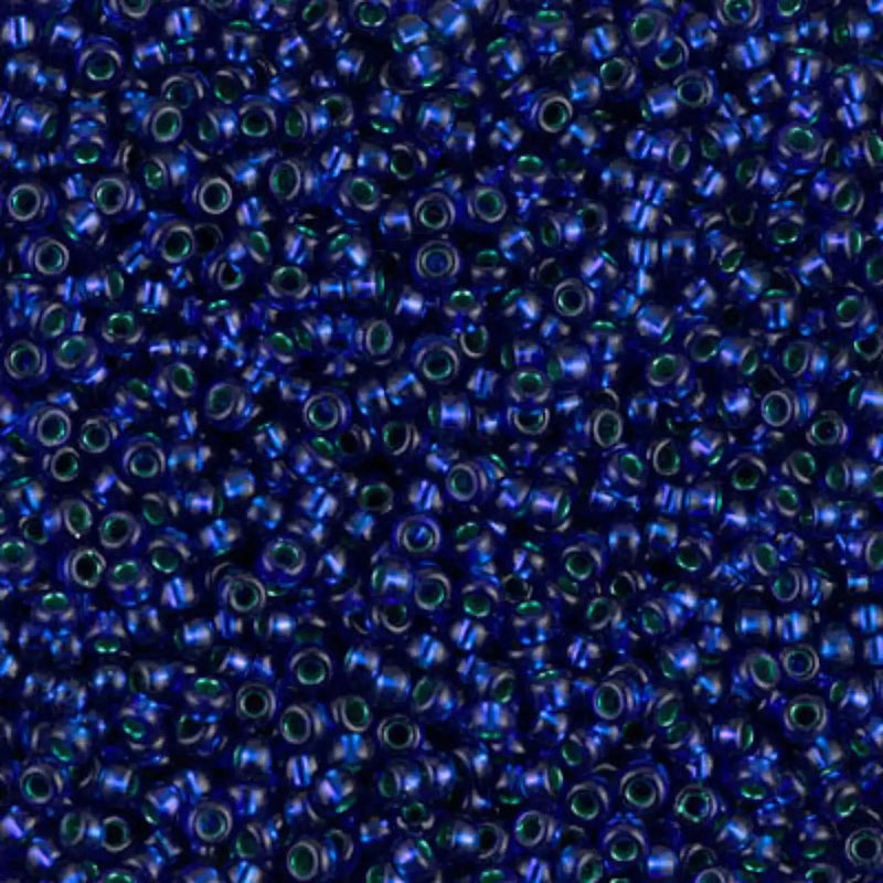 Miyuki 11/0 Seed Beads, 11-1457, Metallic Dark Sapphire Emerald Lined, 10g - The Argus Collection