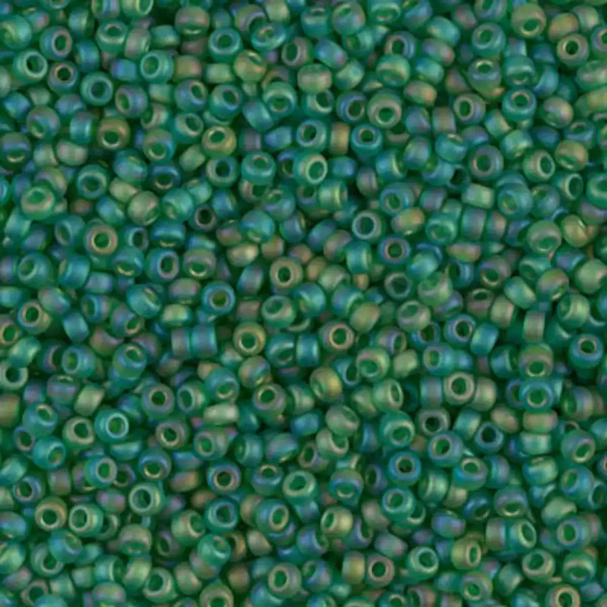 Miyuki 11/0 Seed Beads, 11-0146FR, Matte Transparent Green AB, 10g - The Argus Collection