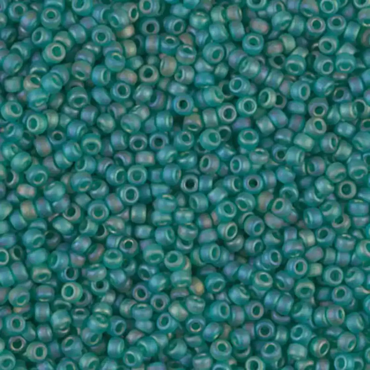 Miyuki 11/0 Seed Beads, 11-0147FR, Matte Transparent Emerald AB, 10g - The Argus Collection