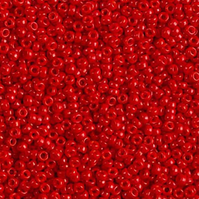Miyuki 11/0 Seed Beads, 11-1684, Opaque Red, 10g - The Argus Collection