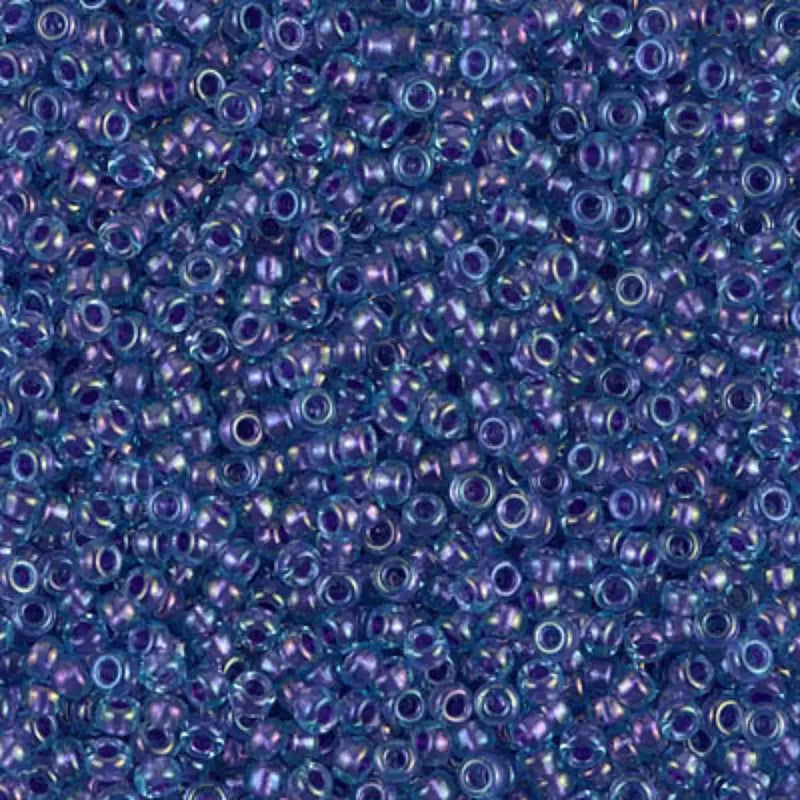 Miyuki 11/0 Seed Beads, 11-1827, Sparkling Purple Lined Aqua Luster, 10g - The Argus Collection
