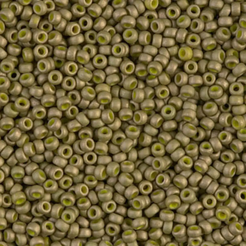 Miyuki 11/0 Seed Beads, 11-2032, Matte Opaque Golden Olive Luster, 10g - Miyuki 11/0 Seed Beads, 11-2032, Matte Opaque Golden Olive Luster, 10g - Default Title , The Argus Collection