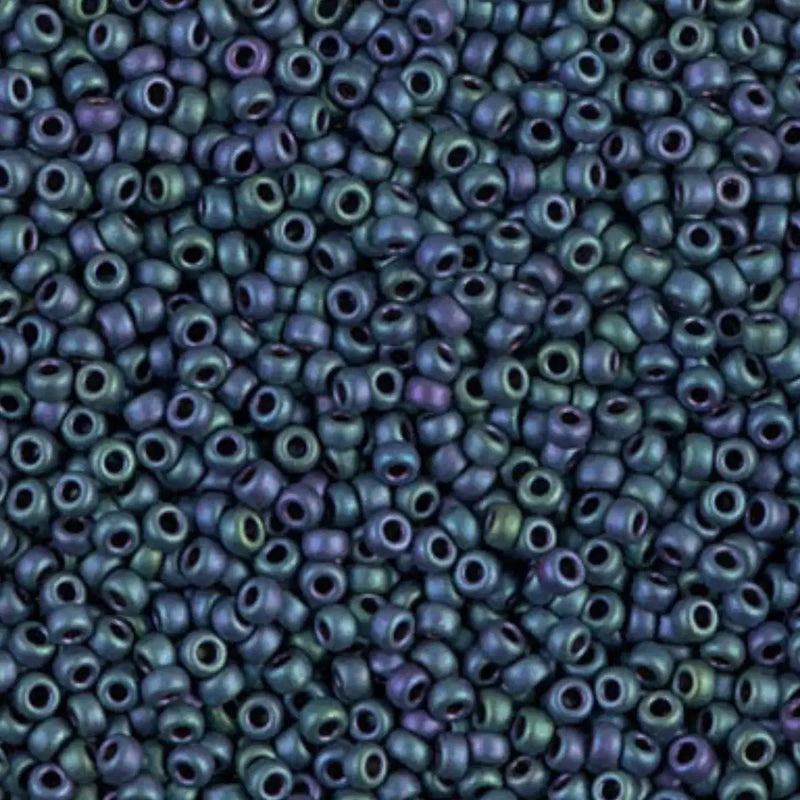 Miyuki 11/0 Seed Beads, 11-2064, Matte Metallic Blue Green Iris, 10g - Miyuki 11/0 Seed Beads, 11-2064, Matte Metallic Blue Green Iris, 10g - Default Title , The Argus Collection