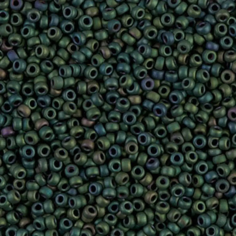 Miyuki 11/0 Seed Beads, 11-2066, Matte Metallic Dark Green Iris, 10g - Miyuki 11/0 Seed Beads, 11-2066, Matte Metallic Dark Green Iris, 10g - Default Title , The Argus Collection